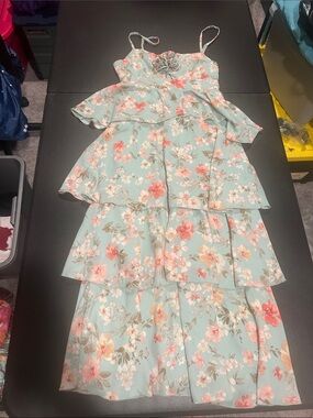 Womens' Floral Tiered Sundress in Mint